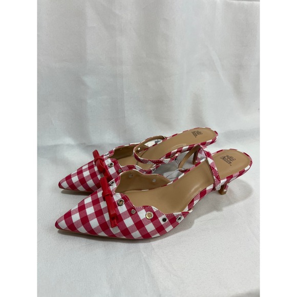 wild fable Shoes - Wild Fable Red Gingham Kitten Heel Mules Bow Pointed Toe Shoes Womens 8 NWT